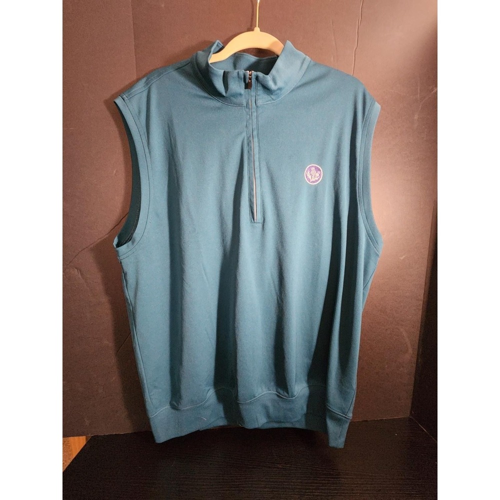 Donald Ross embroidered PGA Golf 1/4 quarter zip vest Dark Green size Large‎ L